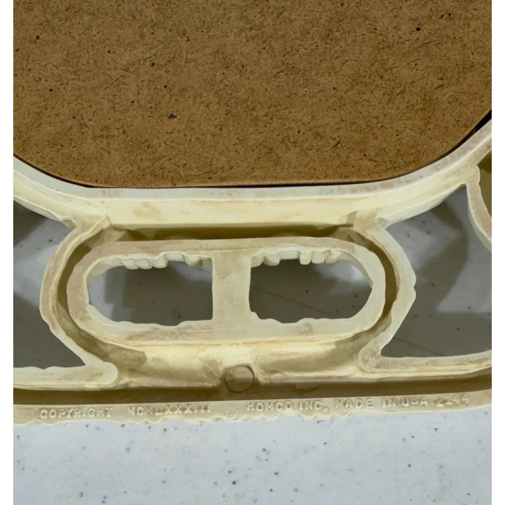 Homco Wall Mirror 17x14 Cream Faux Bamboo Octagon Vintage 1983 USA Boho Cottage